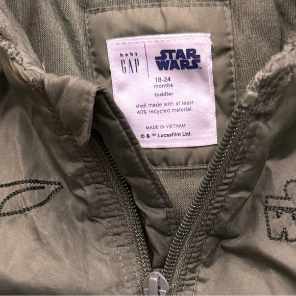 GAP Olive Toddler Jacket with Star Wars Theme - Picture 3 of 3